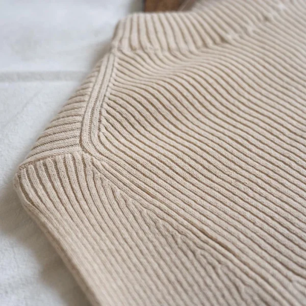 Mock Neck 100% Cotton Sweater Crew Neck Ribbed Top Women - Image 6