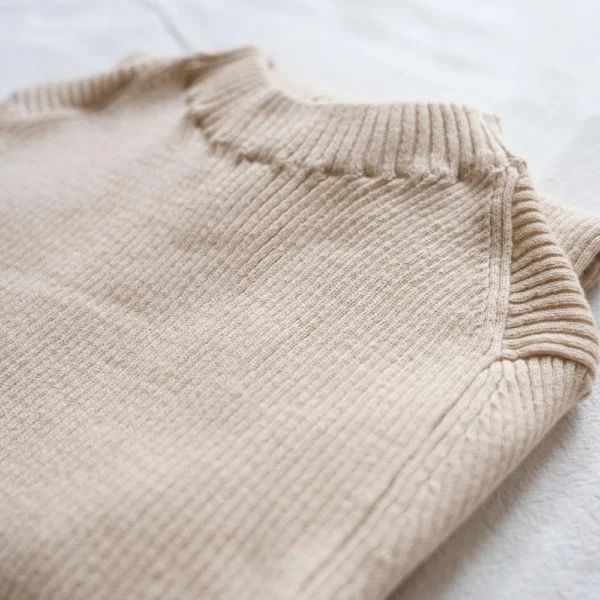 Mock Neck 100% Cotton Sweater Crew Neck Ribbed Top Women - Image 4