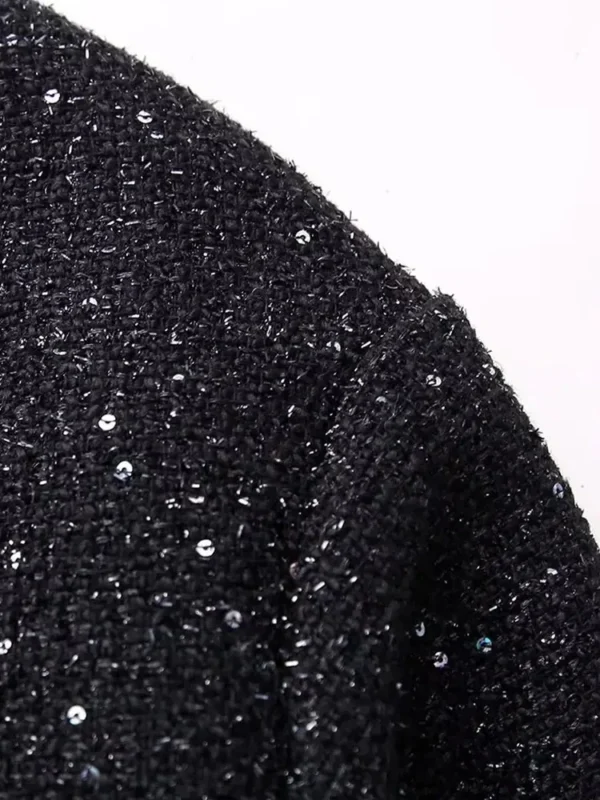 Nlzgmsj Women Shiny Sequin Jacket Y2k Gold Color Stand Collar Long Sleeve Short Coat Autumn Winter Ladies High Streetwear - Image 4