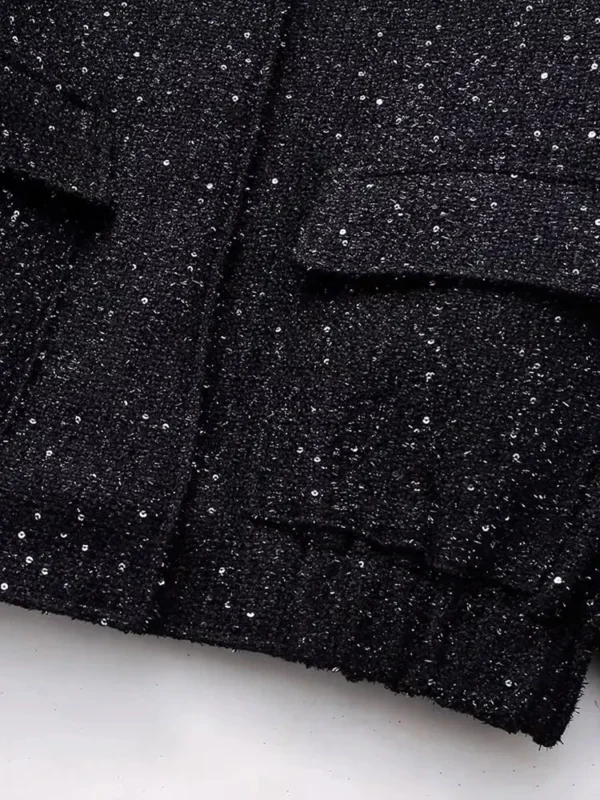 Nlzgmsj Women Shiny Sequin Jacket Y2k Gold Color Stand Collar Long Sleeve Short Coat Autumn Winter Ladies High Streetwear - Image 5
