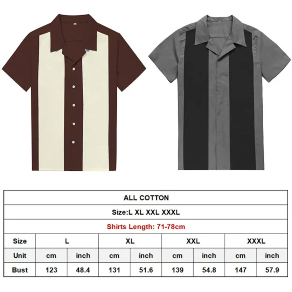 Vertical Striped Shirt Men Short Sleeve Work Men's Bowling Shirts for Men Cotton Summer Blouse Men Plus Size Male Clothing - Image 2