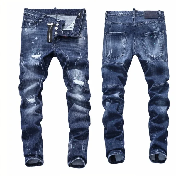 European Fashion Brand Men Italy Jeans Pants Design Cool Top Jeans Men Slim Jeans Denim Trousers Blue Hole Pants Jeans for Men - Image 3
