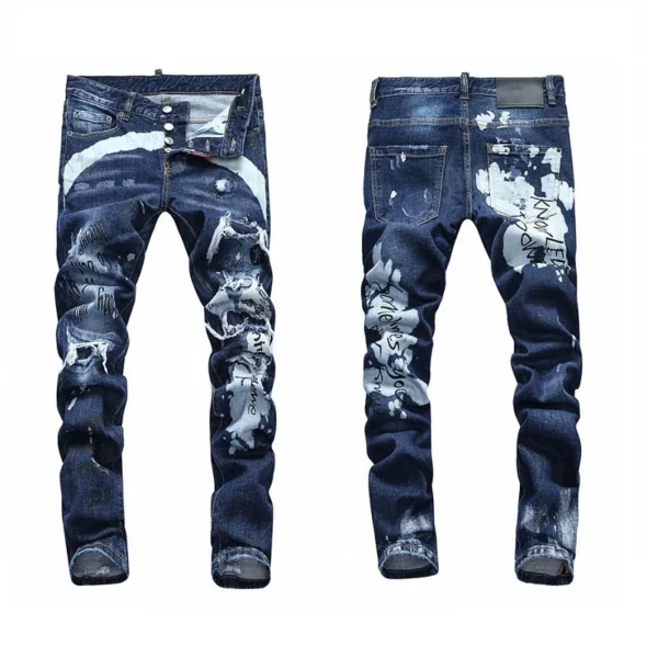 European Fashion Brand Men Italy Jeans Pants Design Cool Top Jeans Men Slim Jeans Denim Trousers Blue Hole Pants Jeans for Men - Image 4