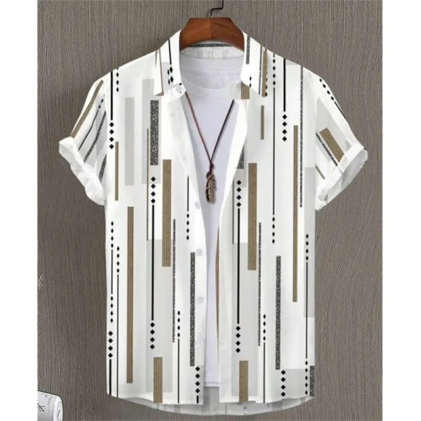 Hawaiian Beach Shirts Summer Men Shirt 3D Print Vintage Stripe Shirt Men Fashion Streetwear Short Sleeve Blouse Vocation Clothes - Image 2