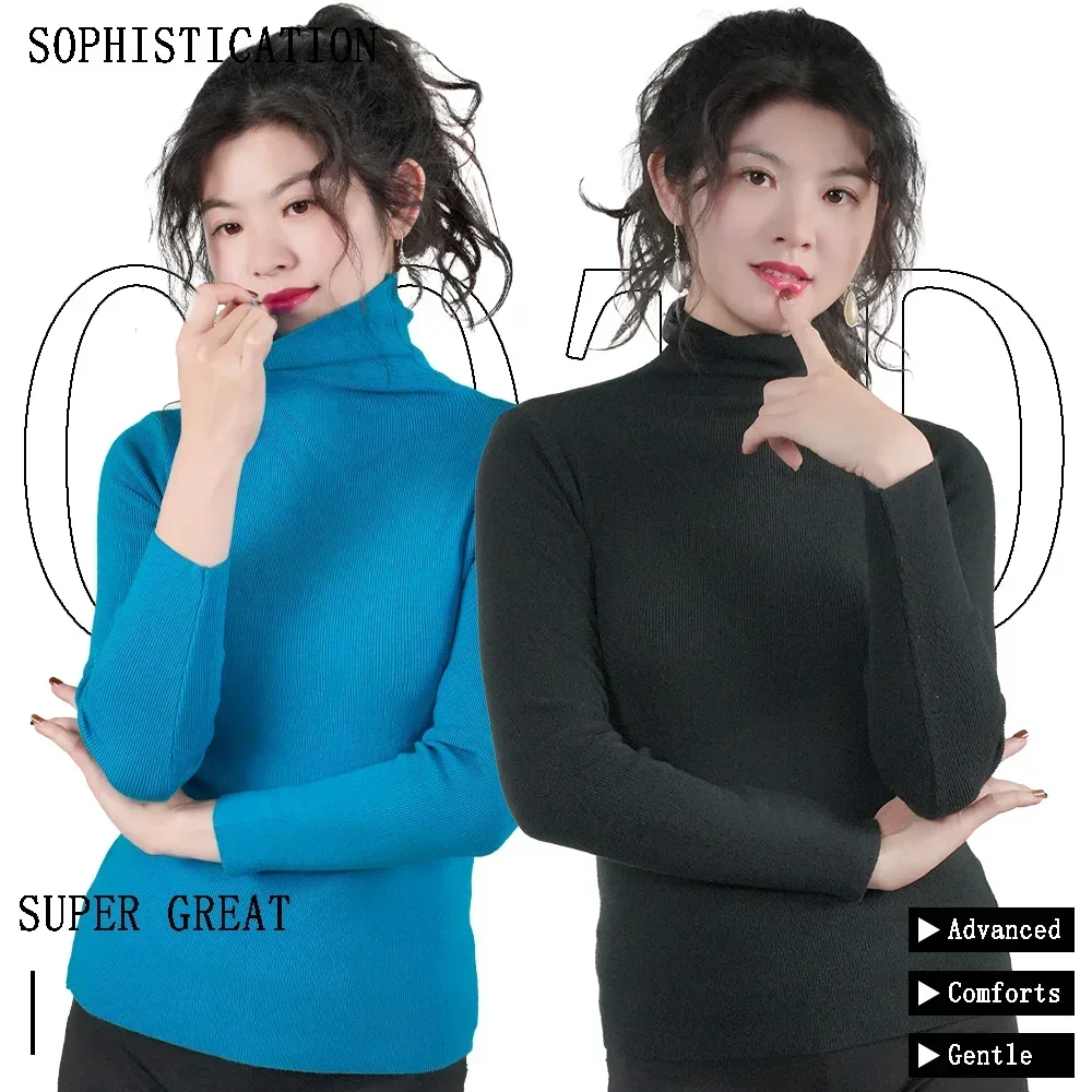 Women Sweater Winter Warm High Collar Knitwear Long Sleeve Slim Jumpers Woman Thermal Tops Clothes Pullover Turtleneck Sweaters - Image 3