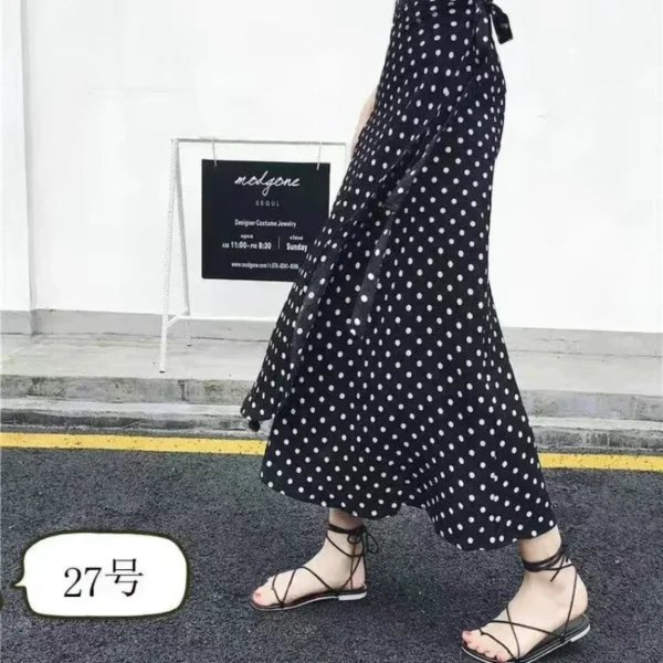 Fashion Cotton Women Floral Print Skirt Side Tie Beach Skirts Summer High Waist Wrap Flower Long Skirt With Slit - Image 6