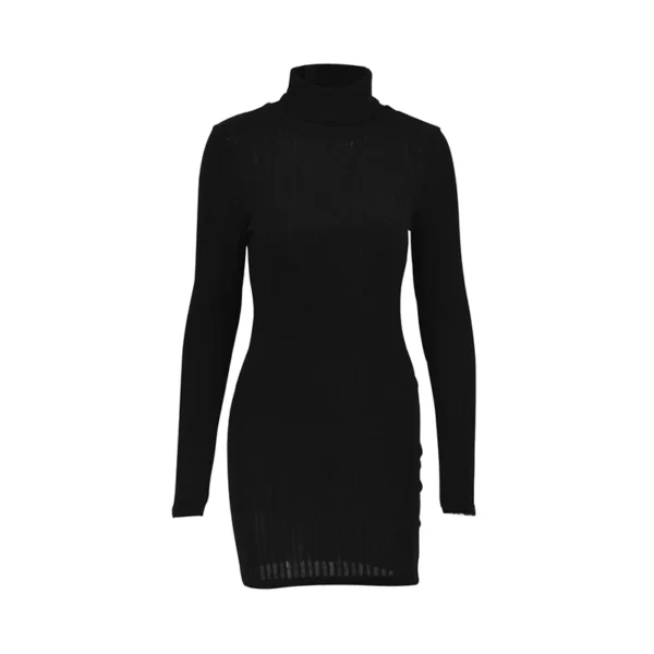 New Solid Dresses Autumn Winter Women Long Sleeves Turtleneck Sexy Bodycon Sheath Mini Dress Club Elegant Party Knitted Dresses - Image 6