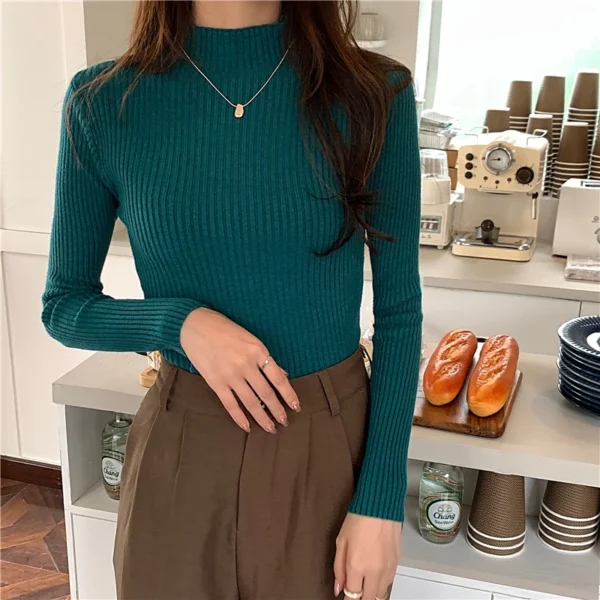 chic Autumn winter Sweater Pullovers Women Long Sleeve casual turtleneck warm basic Sweater knit Jumpers top 2024 - Image 5