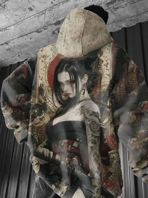 2024 new autumn and winter Harajuku fashion men's hoodie casual y2k sweater men's 3d anime girl back pattern sports hoodie - Image 2