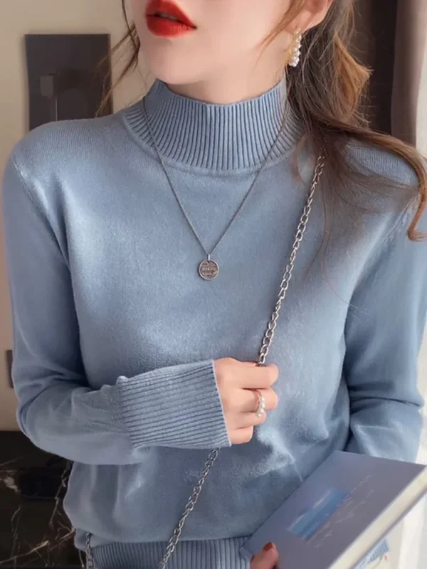 Autumn Winter Chic Bottom Sweaters Women Fashion Turtleneck Pullover Loose Long Sleeve Knitted Jumpers Soft Warm Pull Femme Top - Image 2