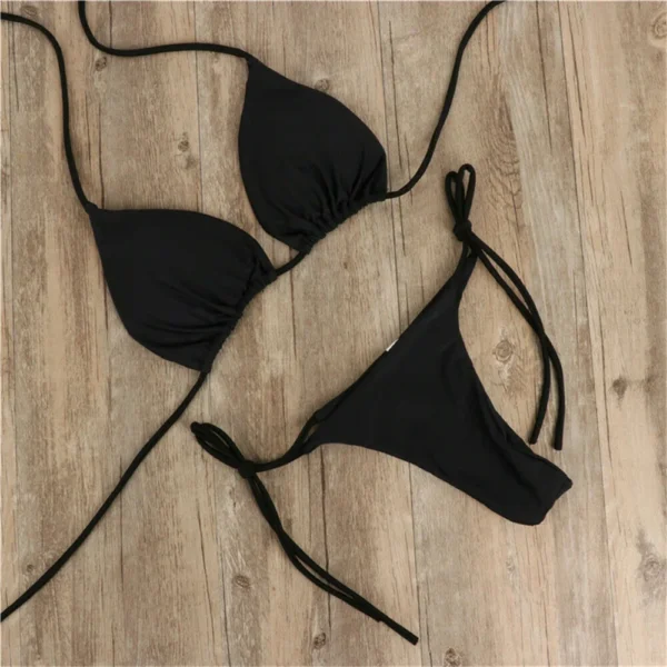 Women's swimsuit Bikinis Set Women Sexy Pink Bandage Ladies Thongs Solid Two Piece Suit Female купальник traje de baño mujer - Image 2