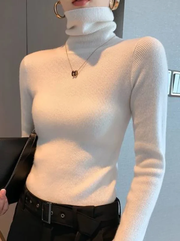 2024 Women Sweater Autumn Winter Long Sleeve Turtleneck Pullovers Warm Bottoming Korean Fashion Sweater Knitwear Soft Jumpers