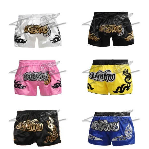 Anotherboxer Muay Thai Shorts Authentic Embroidery Boxing Trunks Adults And Children Free Fighting Sanda Training Half Pants