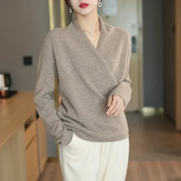 Wool Sweater Knitted Pullover Women Autumn Winter Clothes Cashmere Tricots Casual Versatile Loose V-Neck Warm Fashion Knit Tops - Image 6