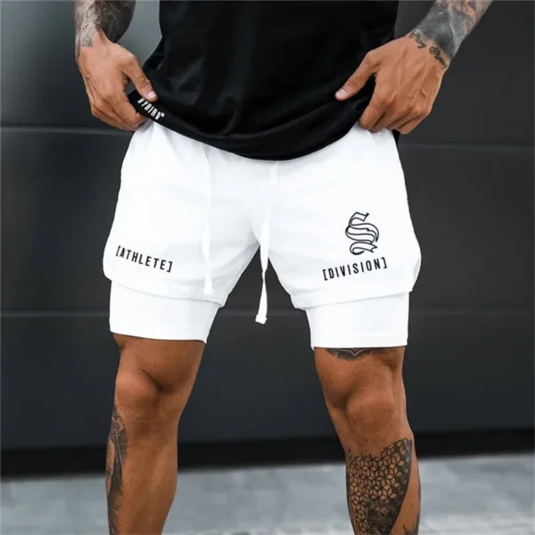 Men Fitness Bodybuilding Shorts Gyms Workout Male Breathable 2 In 1 Double-deck Quick Dry Sportswear Jogger New Beach Shorts Men - Image 3