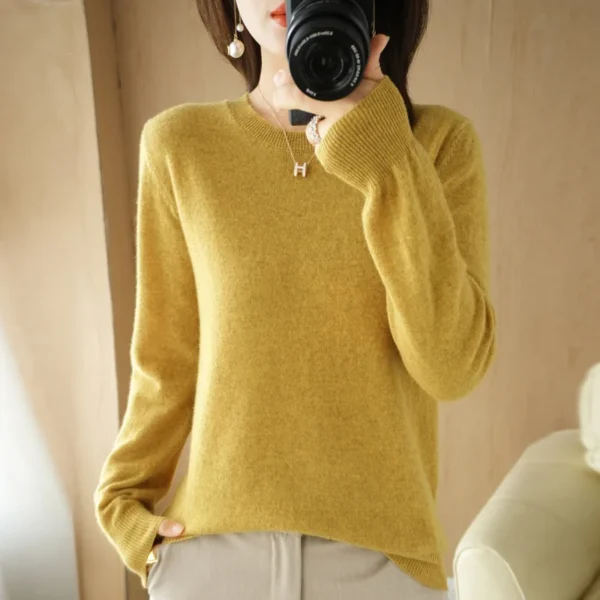 Autumn And Winter Cashmere Sweater Women's Crew Neck Pullover Casual Knitted Top Women's Short Undercoat Fashion 18 Colors - Image 6