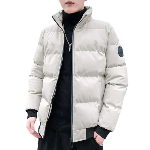 2024 New Men's Cotton Coat Thickened Fleece-Lined Trendy Korean Style Student Jacket Winter Padded Jacket With Feather Lining - Image 5