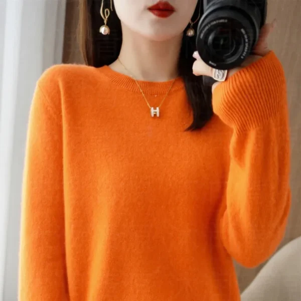 Autumn And Winter Cashmere Sweater Women's Crew Neck Pullover Casual Knitted Top Women's Short Undercoat Fashion 18 Colors - Image 5