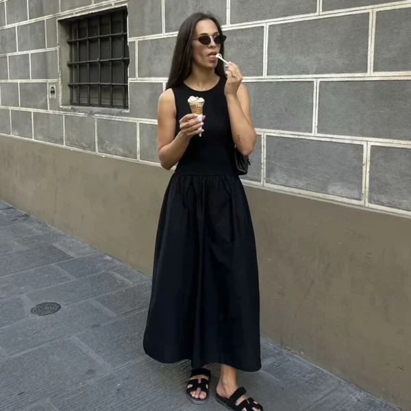 TRAF Dresses Summer Women's 2024 New Chic Slim Simple Elegant Holiday Dress Street Women's Comfortable Youth Dress - Image 4