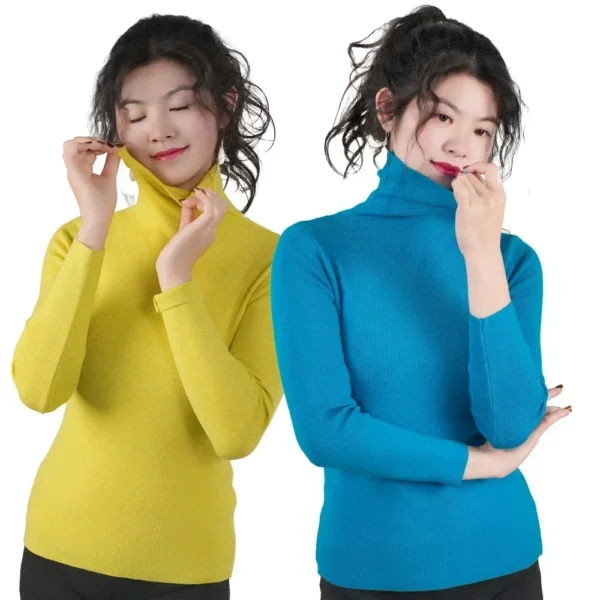 Women Long Sleeve Sweater High Collar Thermal Tops Turtleneck Woman Winter Thin Slim Jumpers Choker Sweaters XMAS Gift 2025 New - Image 6