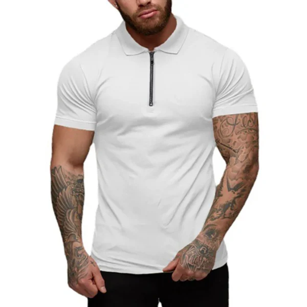 New Summer Fashion Polo Shirt Mens Stretch Cotton Sports Polos Male Zipper Short Sleeve Slim Fit T Shirt Casual Gym Clothing - Image 5