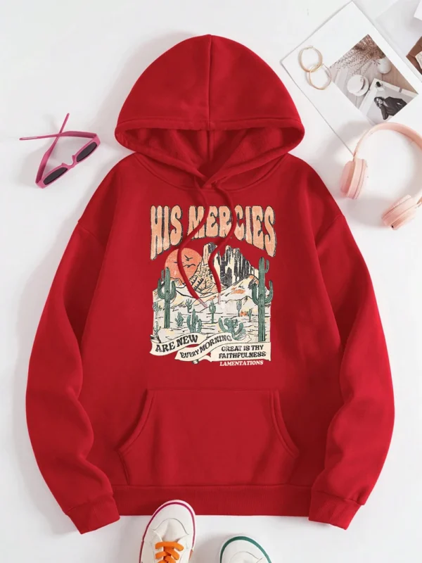 His Mercies Are New Every Morning Men Women Hoody Warm Loose Sweatshirt Casual Loose Sportswear Hip Hop Autumn Couple Streetwear