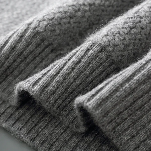 100% pure wool men's round neck thick stripe warm new autumn and winter knitted wool long sleeve bottoming shirt. - Image 5