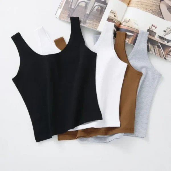 Fashion Sexy Women Candy Colour Tanks Tops Short Cotton Casual Camisole Tube Top Female Sleeveless Cropped Vest XL - Image 6