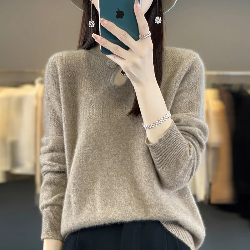 New mother bottom small shirt turtleneck sweater women's clothes on the year of the dragon autumn and winter Tang suit disc buck