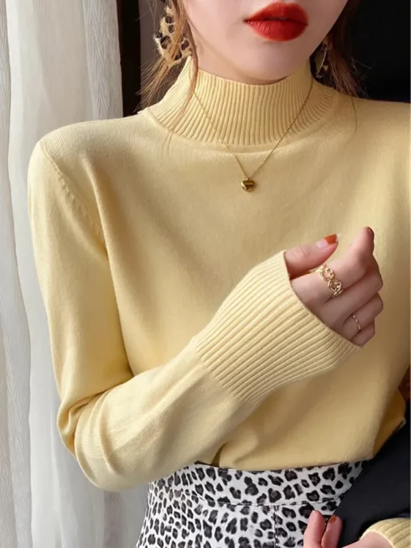 Autumn Winter Chic Bottom Sweaters Women Fashion Turtleneck Pullover Loose Long Sleeve Knitted Jumpers Soft Warm Pull Femme Top - Image 6