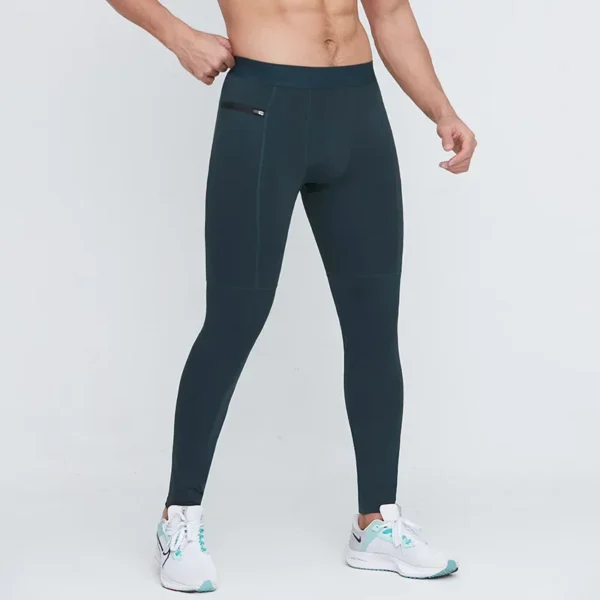 Men's Marathon Running Training Compression Pants Quick Dry Tights Sports Leggings Gym Fitness For Male With Zipper Side Pocket - Image 5