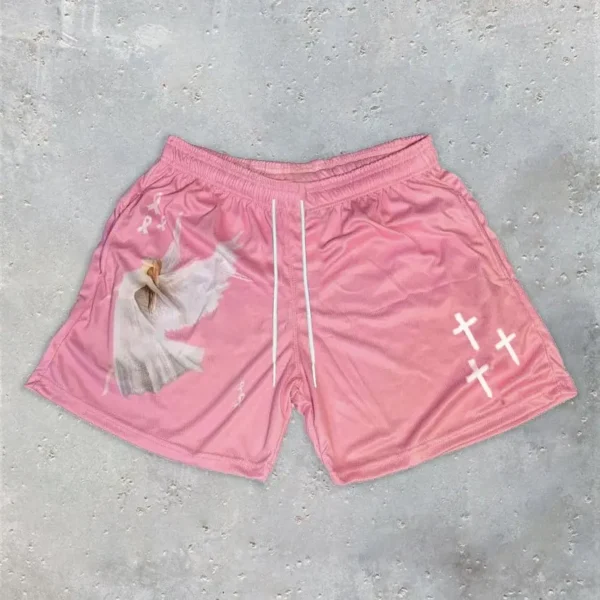 Mens Running Shorts Training Shorts Angel Cross Print Gym Sports Men Casual Clothing Male Fitness Jogging Y2k Training Shorts - Image 2