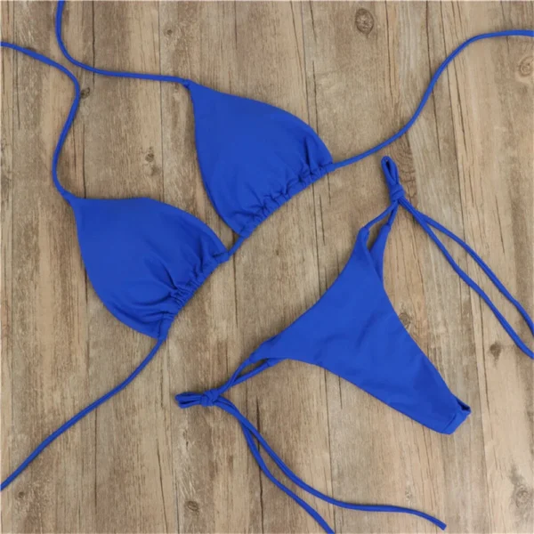 Women's swimsuit Bikinis Set Women Sexy Pink Bandage Ladies Thongs Solid Two Piece Suit Female купальник traje de baño mujer - Image 4