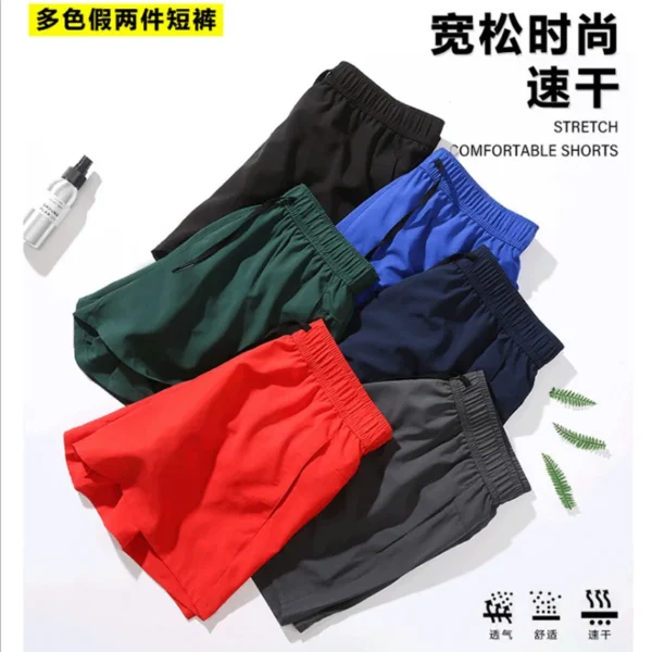 2 in 1 Marathon Shorts Quick Dry Long Distance Running Training Sports Men Gym Summer Pockets Lining Big Size - Image 4