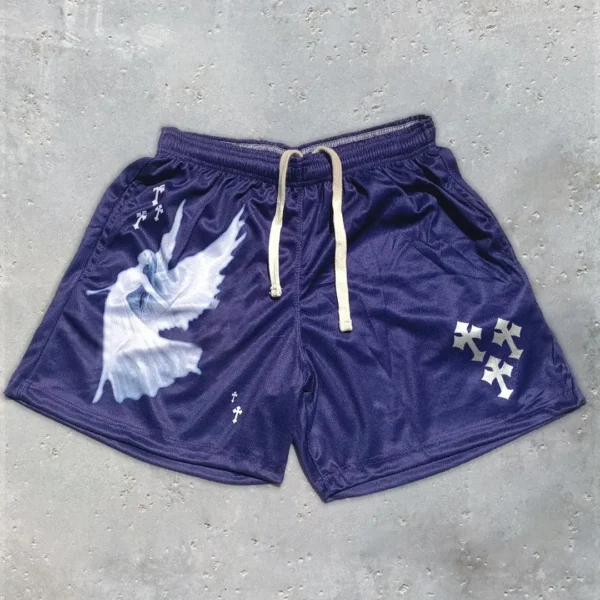 Mens Running Shorts Training Shorts Angel Cross Print Gym Sports Men Casual Clothing Male Fitness Jogging Y2k Training Shorts - Image 3