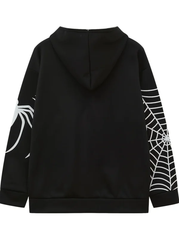 2023 Cross Border Spider Web Zipper Sweater Women's Casual Trendy Hoodie Spring and Autumn Fleece American Coat - Image 2