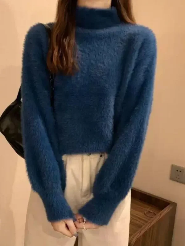 Winter Imitate Mink Wool Hot Fleecing Female Turtleneck Thicken Elastic Casual Sweater Women Knitted Tops Pullovers Soft Warm - Image 5