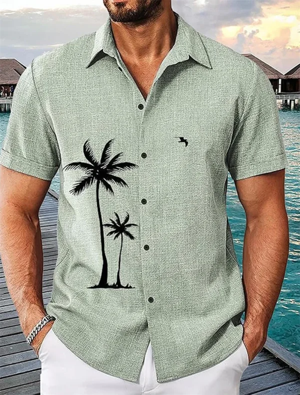 Men's Shirts Linen Shirts Casual Shirts Summer Shirts Black White Pink Short Sleeve Flat Lapel Summer Casual Daily Clothing