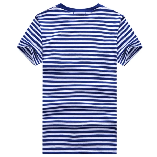 Men Tshirts Navy Shirt Blue and White Striped Short-sleeved Sports Men's T-shirt Couple Parent-child Tops O-Neck Casual Tees - Image 5