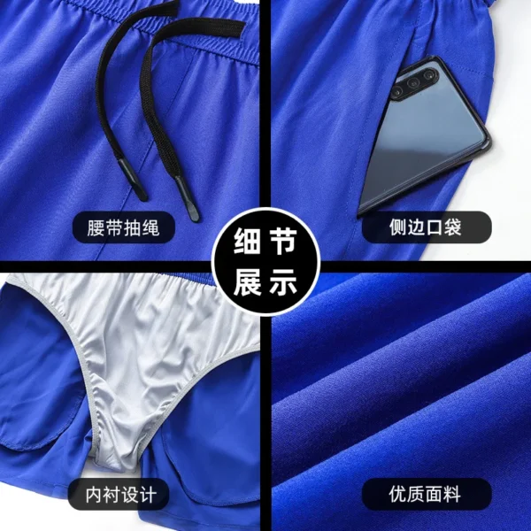 2 in 1 Marathon Shorts Quick Dry Long Distance Running Training Sports Men Gym Summer Pockets Lining Big Size - Image 2