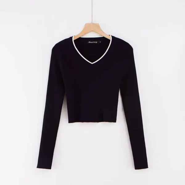cropped sweaters pink luxury designer clothing women long sleeve top knitted red knitwears korean style tops woman 2024 Fall - Image 3