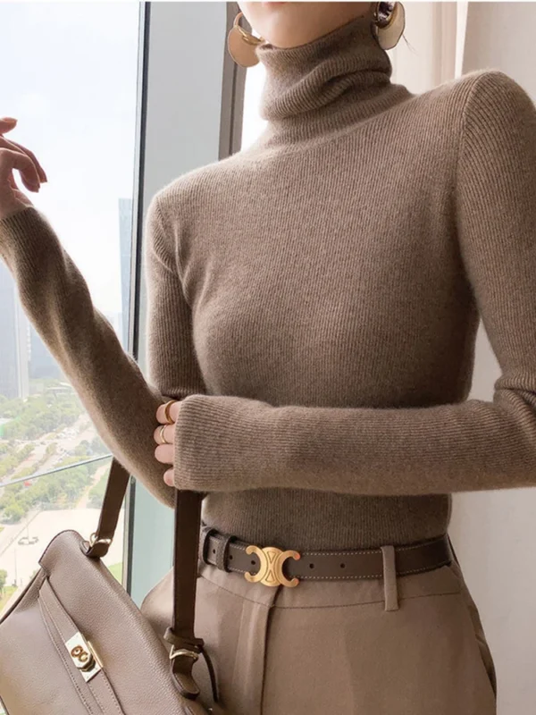 2024 Women Sweater Autumn Winter Long Sleeve Turtleneck Pullovers Warm Bottoming Korean Fashion Sweater Knitwear Soft Jumpers - Image 3