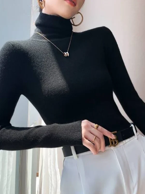 2024 Women Sweater Autumn Winter Long Sleeve Turtleneck Pullovers Warm Bottoming Korean Fashion Sweater Knitwear Soft Jumpers - Image 5