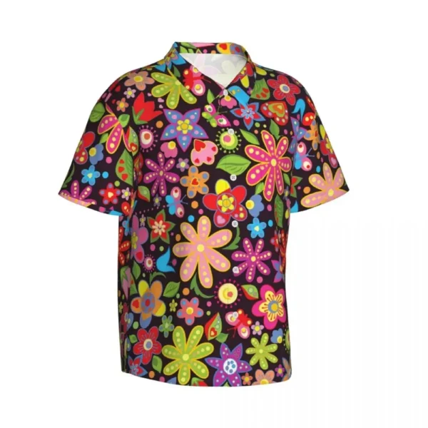 Flower Power Casual Shirt Hippie Floral Petals Vintage Summer Shirts Man Short Sleeve Beach Harajuku Design Oversize Blouses - Image 3