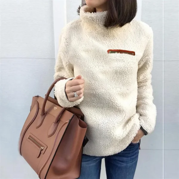 Winter Super Soft and Comfortable Solid Color Turtleneck Pullover Women's Sweater Fashion Zipper Sexy Top Ladies Hipster Clothes - Image 3