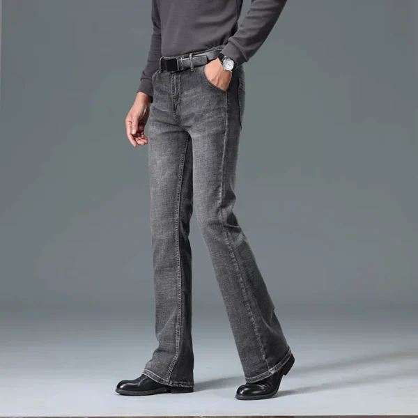 2024 Men's Autumn And Winter High Waisted Micro Flared Jeans High-Quality Loose And Comfortable Casual Pants - Image 3