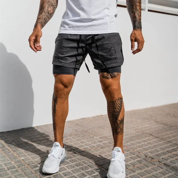 Men Fitness Bodybuilding Shorts Gyms Workout Male Breathable 2 In 1 Double-deck Quick Dry Sportswear Jogger New Beach Shorts Men - Image 6
