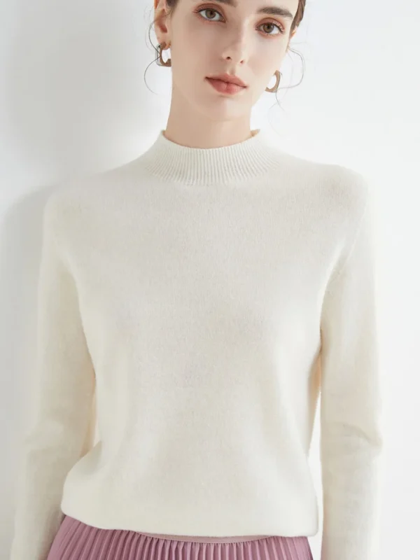 Women's Sweaters Pullovers 100% Merino Wool Knitwear Mock Neck Basic Casual Cashmere Autumn Winter Comfortable Clothing Tops New - Image 3