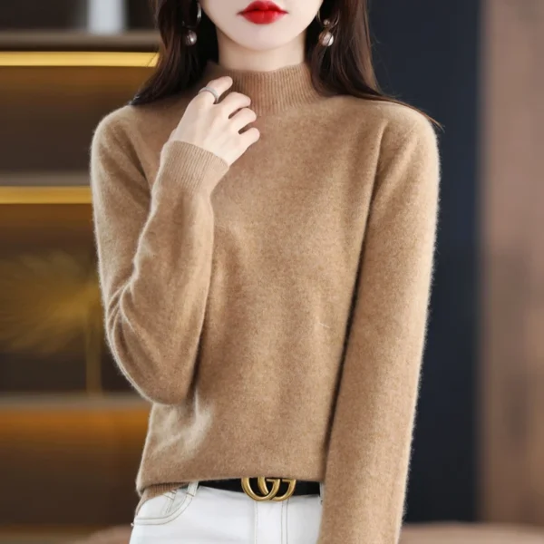 Women's Autumn/winter Semi-turtleneck Knit sweater Line Ready-to-wear Base Fashion High Street Solid Color Sweater NJR-384
