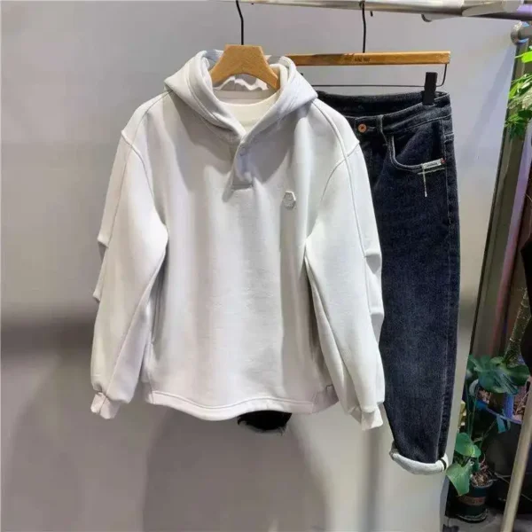 Loose Hooded Sweatshirt with Men's Design Sense Simple and Casual Fashion Jacket - Image 2